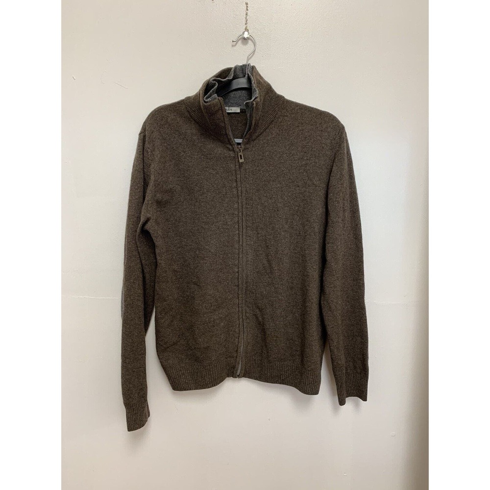 MASH Italian Wool Brown Elbow Patch Zip Up Jacket Large